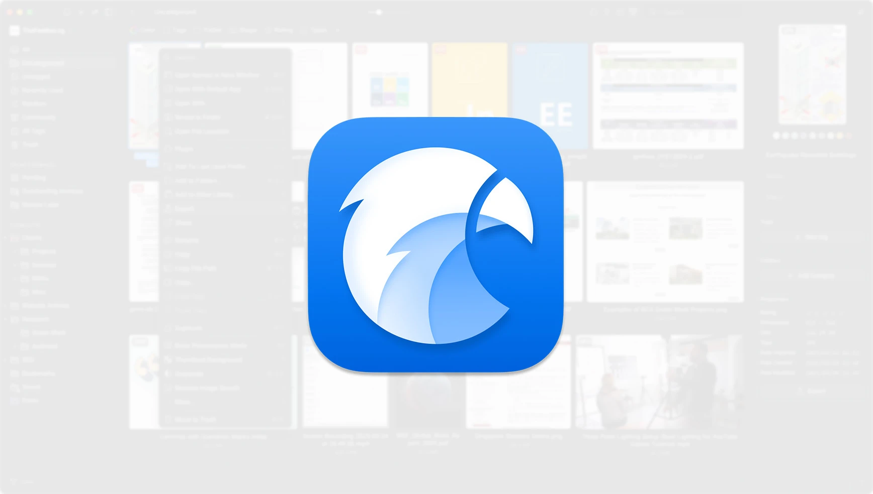 The Eagle App logo displayed over a soft-focus background of the Eagle App interface